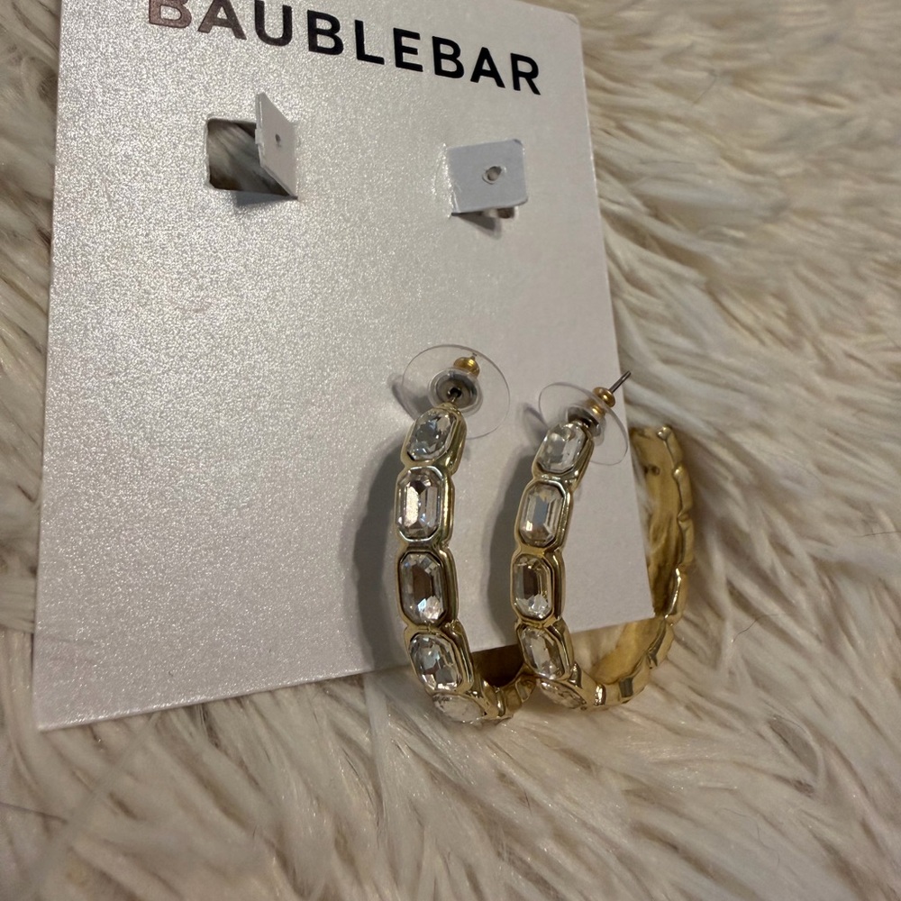 BaubleBar Gold Earrings with Crystal Details